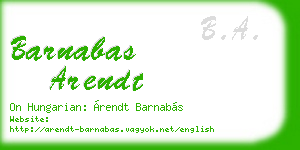 barnabas arendt business card
